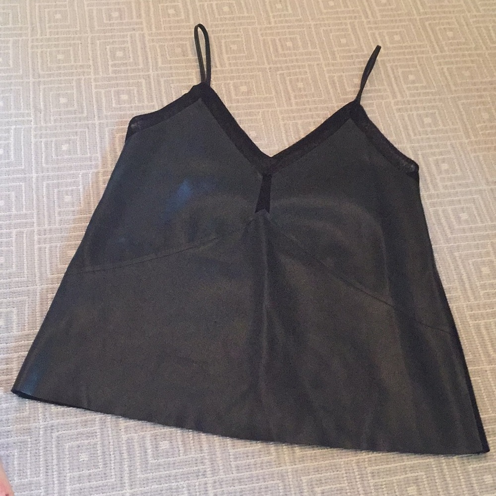 black leather zara tank top